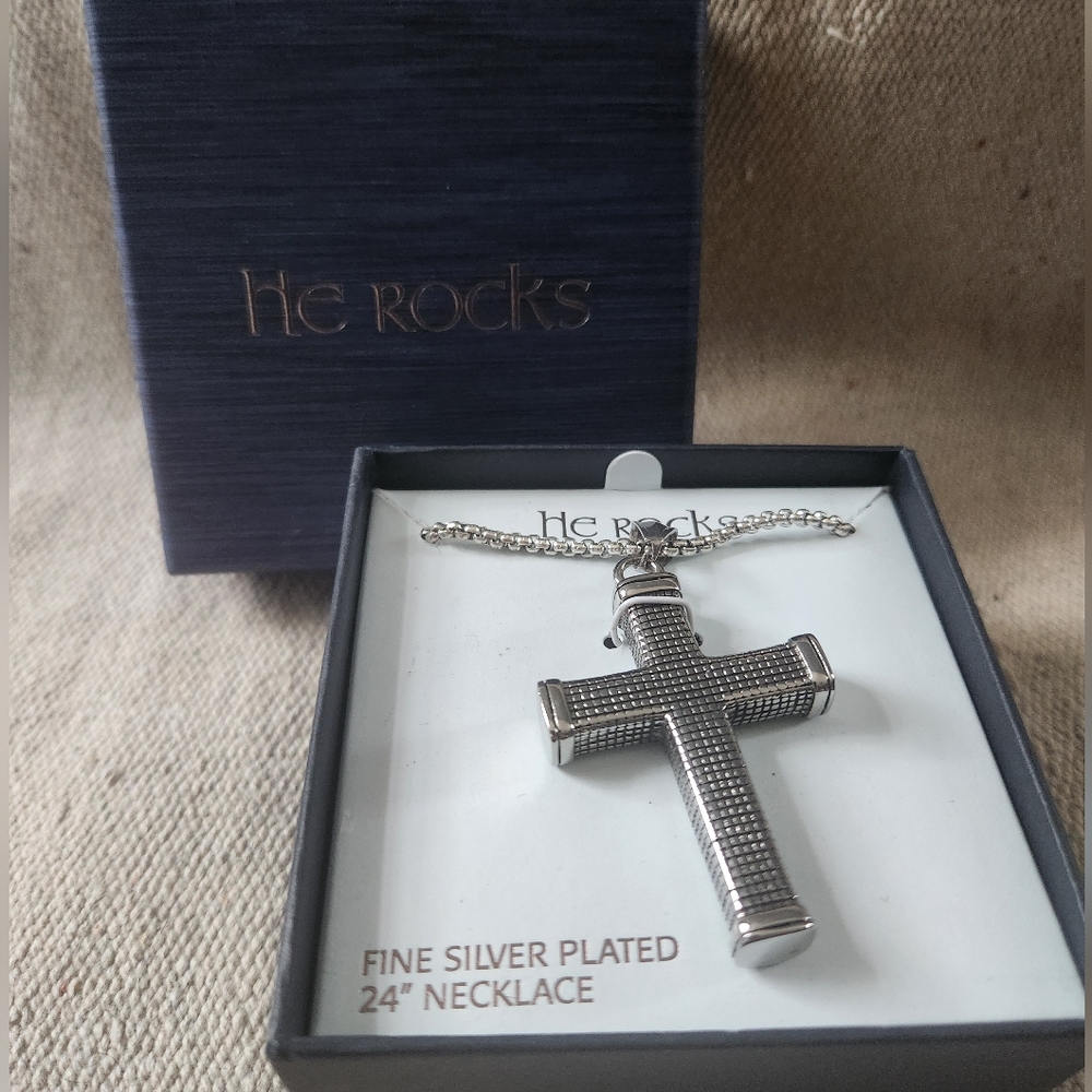 He Rocks Cross Necklace